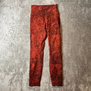 Lululemon Wunder Train High Rise Leggings 25" Denim Wash‎ Print Red Black Size 4